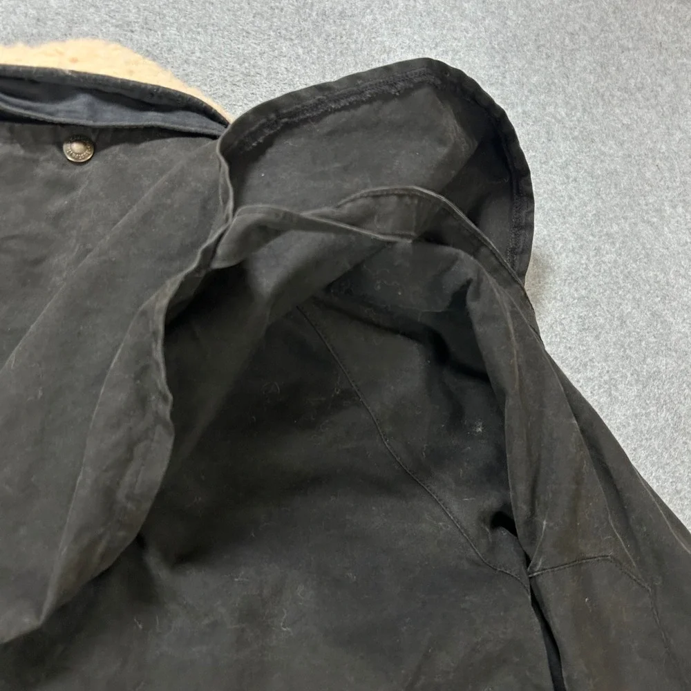 Australian Outback Collection Duster Jacket Mens L Black Waxed Cotton Vintage